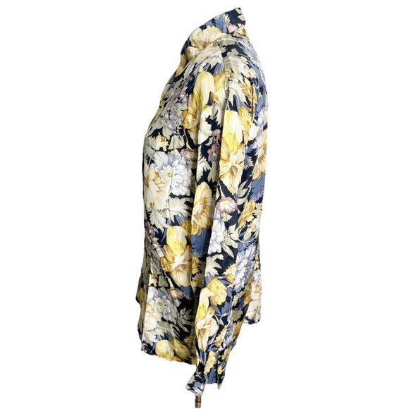 Vtg  90s Stephanie Kay Floral Silk Blouse Shirt Romantic Cottagecore Medium - Picture 2 of 4